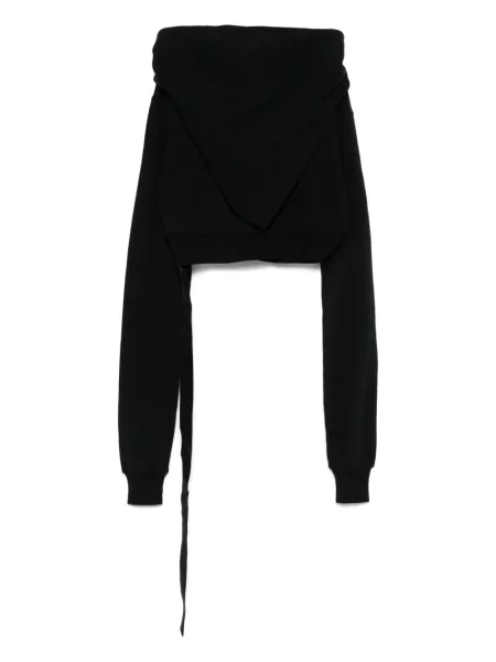 Aszimmetrikus drapírozott kapucnis melegítő felső Rick Owens Drkshdw fekete