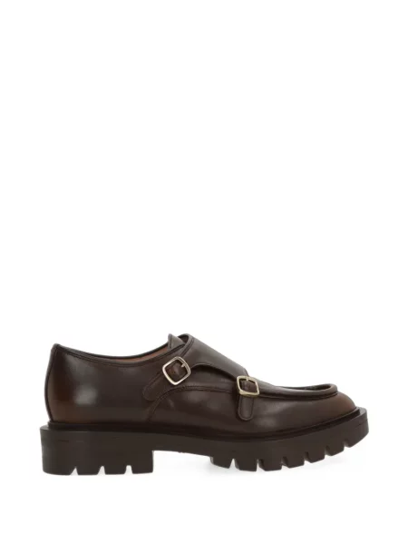 Pantofi derby Santoni cu bretele maro