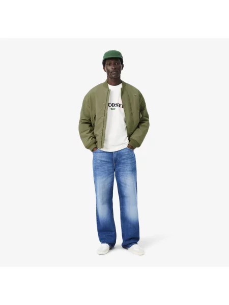 Lacoste Koszulka Z Bawełnianego Jerseyu Z Nadrukiem Graficznym biała