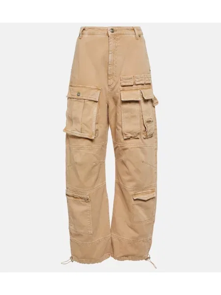 Pantaloni cargo Sportmax cu talie înaltă bej