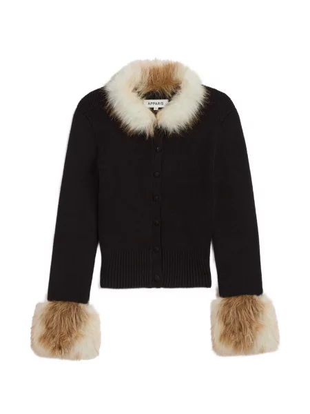 Garnitură de blană cardigan Apparis cu blană negru