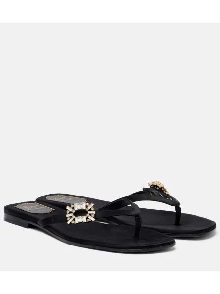 Chiloți tanga Roger Vivier din satin negru