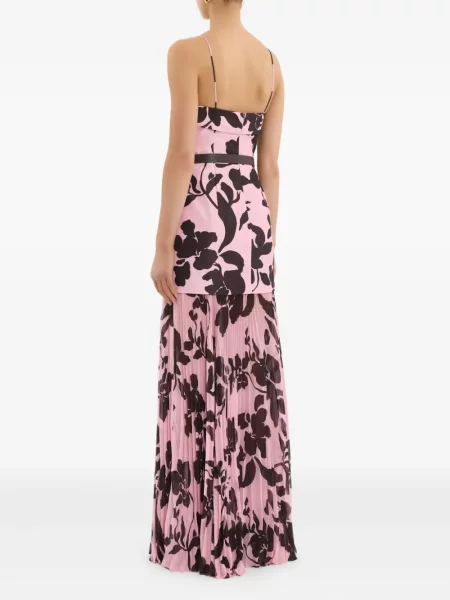 Rochie maxi Rebecca Vallance cu model floral plisată de costum roz