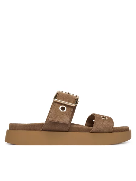 Шлепанцы Inuikii с пряжкой бежевые