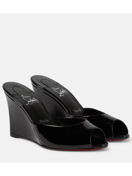 Sandale Christian Louboutin din piele de lac negru