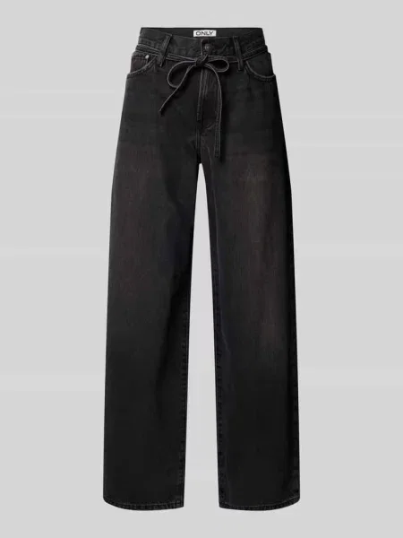 Jeansy o luźnym kroju z czystej bawełny model ‘GIANNA’ czarne