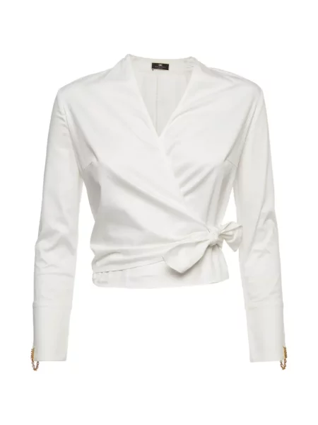 Top Elisabetta Franchi din poplin alb