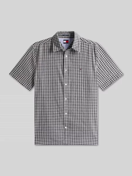 Koszula casual z mieszanki bawełny krój regular fit Tommy Jeans czarna