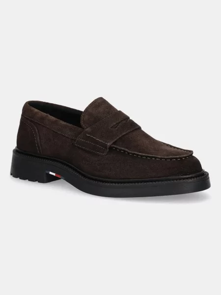 Велурени мокасини Tommy Hilfiger HILFIGER COMFORT LWT SDE LOAFER мъжки кафяво