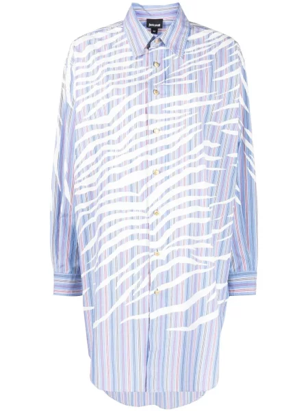 Koszula Just Cavalli z nadrukiem w tygrysie prążki niebieska