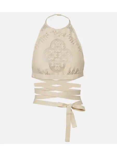 Top Valentino cu spatele deschis bej