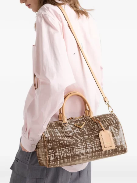 Top Prada din piele maro