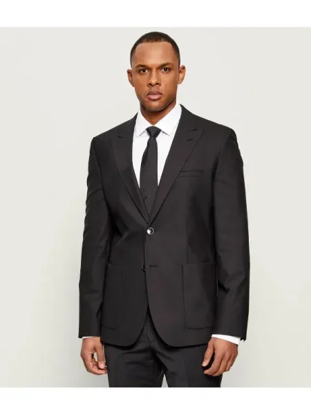 HUGO De lână sacou | Extra slim fit negru