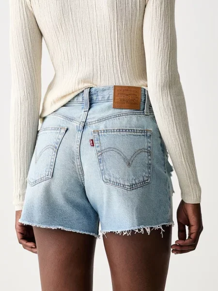Levi's szorty jeansowe RIBCAGE A-LINE niebieskie