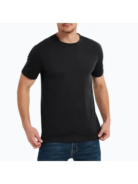 Tricou termoactiv pentru bărbați WOOLCANO Merino negru