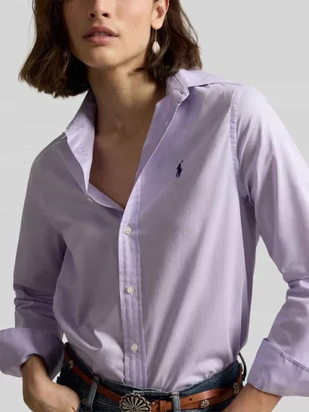 Bluzka koszulowa o kroju relaxed fit z czystej bawełny Polo Ralph Lauren fioletowa