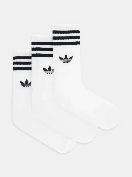 Skarpety Adidas Originals w paski z nadrukiem białe