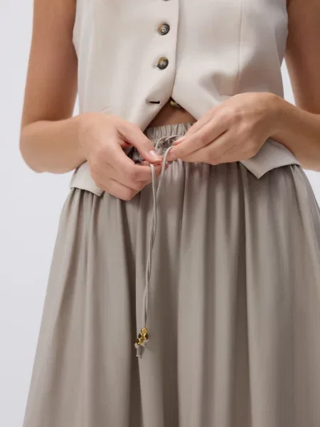 Reserved Спідниця міді з ліоцелу бежевий