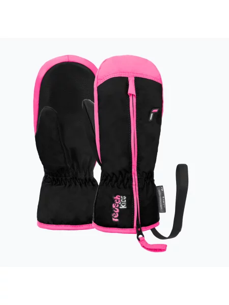Mănuși de schi pentru copii Reusch Ben Mitten black/ knockout pink negru