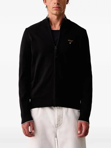 Cardigan Aeronautica Militare cu broderie negru