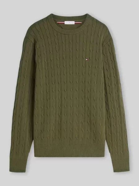 Sweter o kroju regular fit z czystej bawełny Tommy Hilfiger oliwkowy