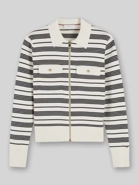 Kardigan rozpinany o kroju regular fit z na piersi Tommy Hilfiger biały
