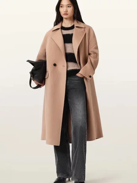 Шерстяное пальто Allsaints коричневое