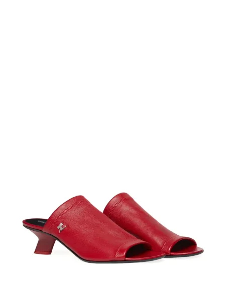Papuci tip mules Courreges din piele roșu