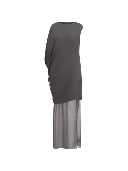 Rochie maxi Oude Waag asimetrică drapată gri