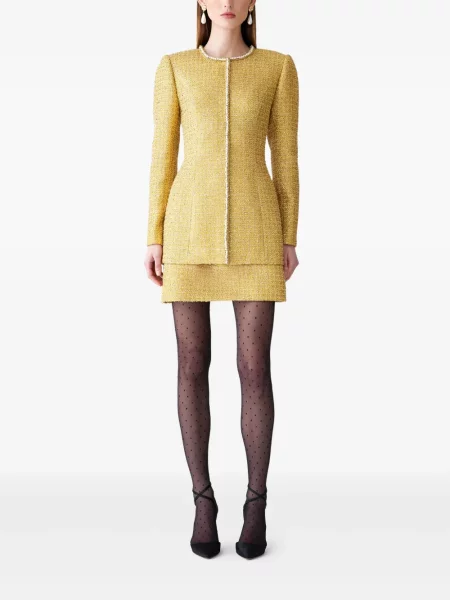 Mała mały spódnica mini Carolina Herrera tweedowa żółta
