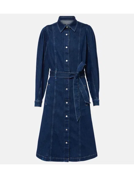 Sukienka jeansowa 7 For All Mankind do kolan garniturowa niebieska