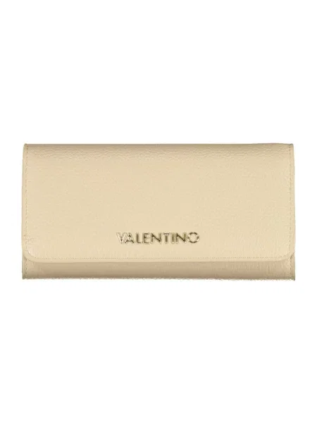 Lniany portfel Valentino Bags z logo elegancki beżowy