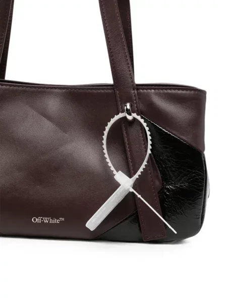 Geantă shopper Off-white din piele alb