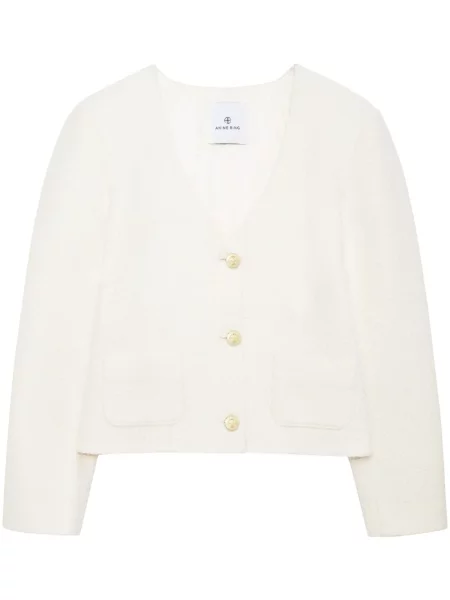 Cardigan Anine Bing cu decolteu în V alb