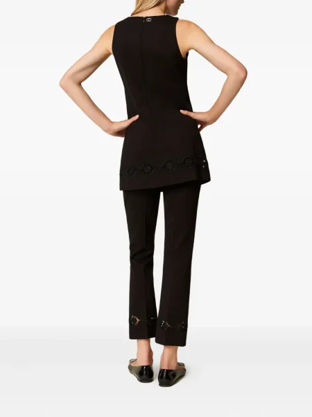 Pantaloni Twinset cu model floral din dantelă negru