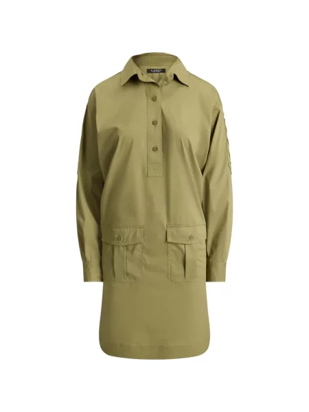 Rochie tip cămașă Lauren Ralph Lauren cu șireturi din dantelă verde