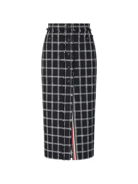 Fustă Thom Browne cu model pepito din tweed negru