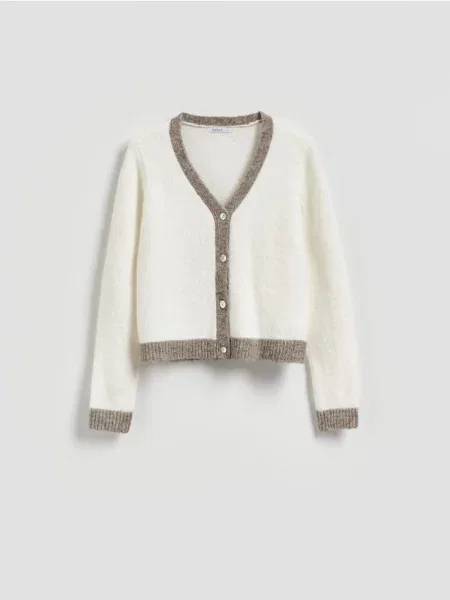 Reserved Cardigan cu inserții contrastante nude