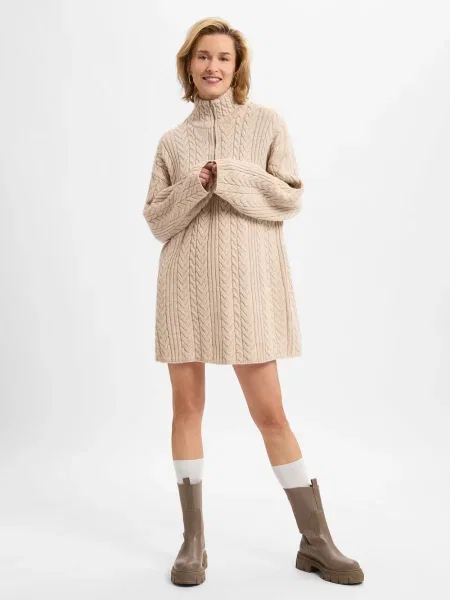EDITED sukienka z dzianiny Kobiety jednolity 38 beżowy