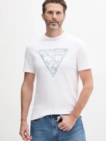 Тениска Guess с принт бяло
