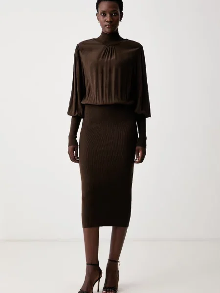 Twinset rochie cu vâscoză maro