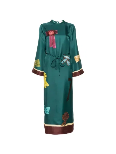 Rochie midi Alemais de mătase verde