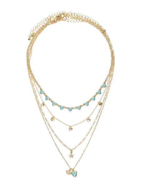 Bershka Verižica turkizna / zlata / črna bela