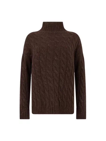 Sweter z golfem Max Mara wełniany brązowy