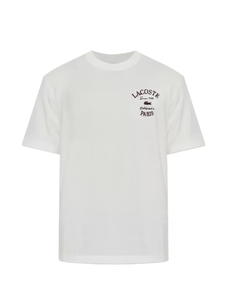 Tricou Lacoste cu broderie alb