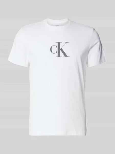 T-shirt z okrągłym dekoltem i logo Ck Calvin Klein biała