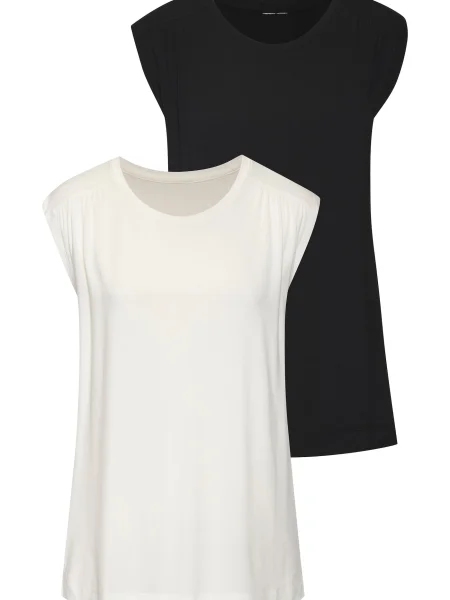 LASCANA Tricou negru / murdar alb