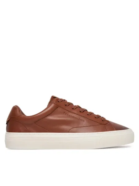 Кожени маратонки Tommy Hilfiger PREMIUM DRESS CUPSOLE COGNAC мъжки кафяво