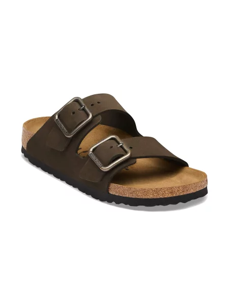 Birkenstock klapki nubukowe Arizona Wire Buckle Nubuck Leather brązowe