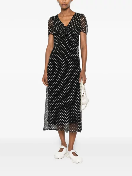 Rochie midi N°21 de mătase cu buline negru